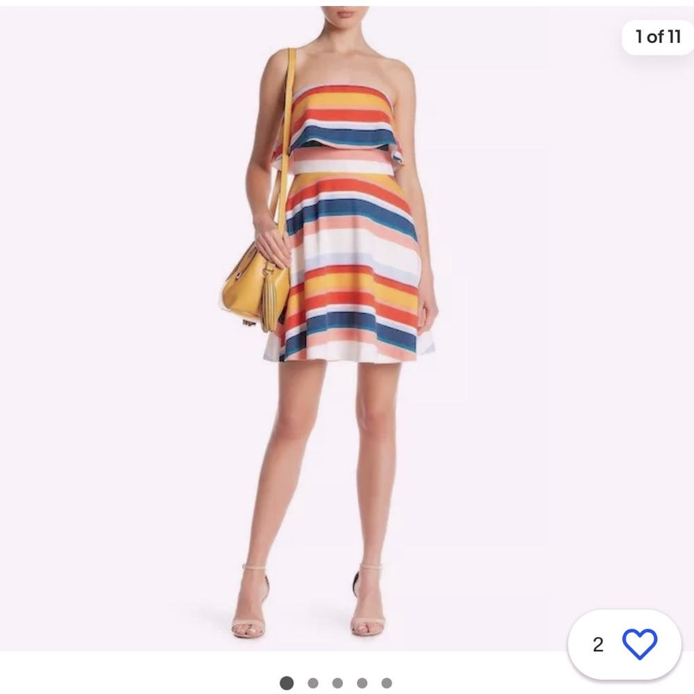 CHARLES HENRY Striped Colorful Sleeveless Tube Top Dress Rainbow Size Medium